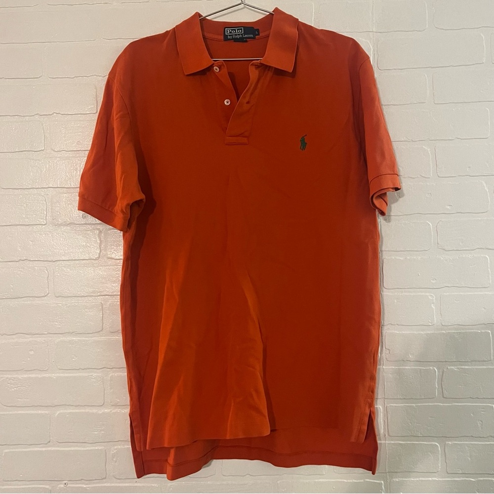 Polo by Ralph Lauren Mens Shirt Orange Polo Shirt Classic Style Collared Large - Picture 2 of 4